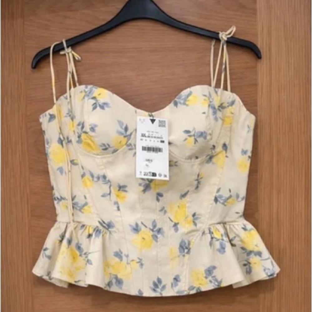 Floral Cream and Blue Women's Blouse